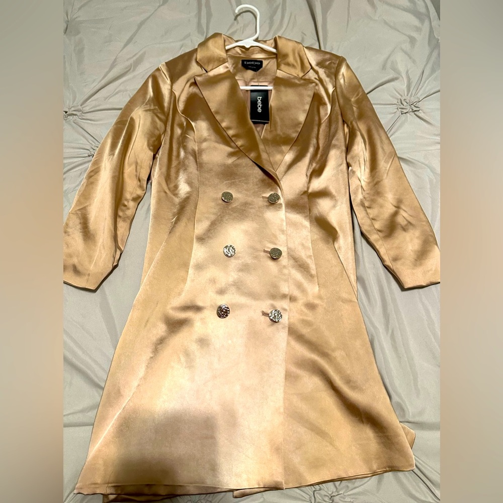 Bebe champagne satin blazer dress